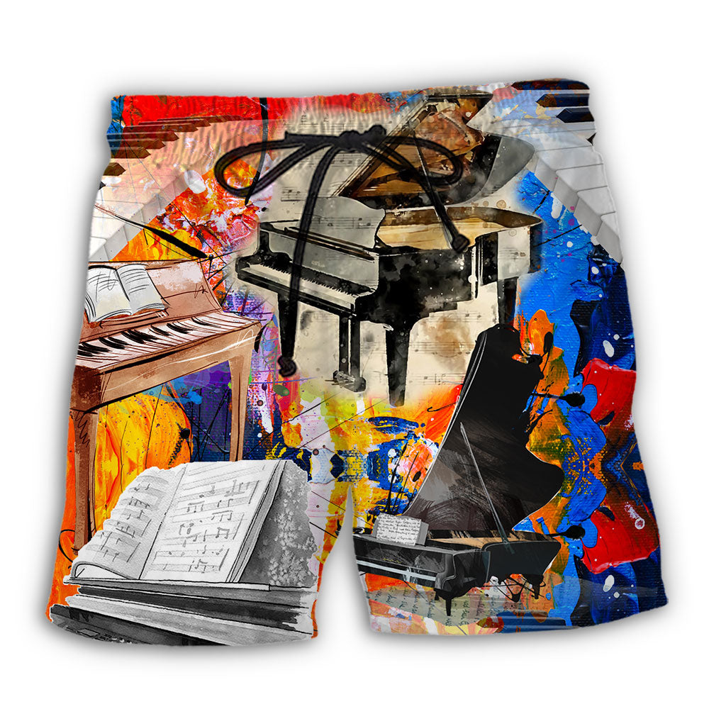 Piano Painting Music Art – Beach Short