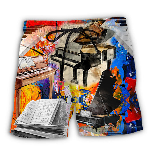 Piano Painting Music Art – Beach Short