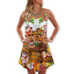 Christmas BBQ Rub My Meat Funny – Women's Summer Sleeveless V-Neck Camisole Dress