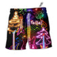 Beach Short / Adults / S Christmas Guitar Tree Happy Glow Light Style - Beach Short - Owls Matrix LTD