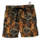 Beach Short / Adults / S Skull Bullet Head Shot Fire - Beach Short - Owls Matrix LTD