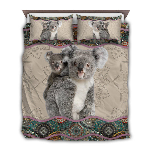 Koala Family Together Bedding Cover For Cozy Bedroom Decor
