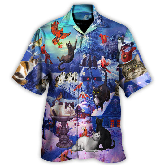 Cats Watching Cardinal Birds Limited Edition – Hawaiian Shirt