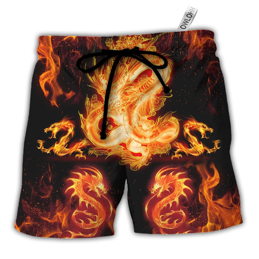 Beach Short / Adults / S Dragon And Fireball Madness - Beach Short - Owls Matrix LTD