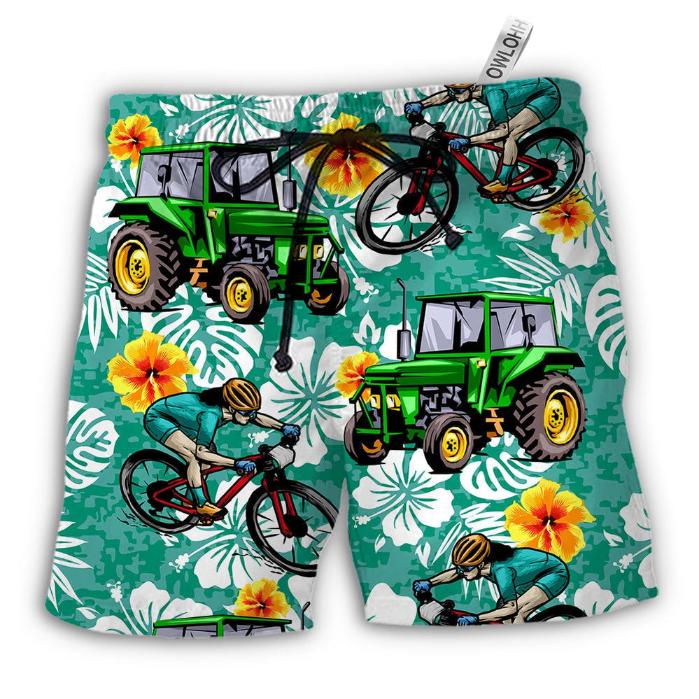 Beach Short / Adults / S Tractor I Like Tractors And Mountain Biking - Beach Short - Owls Matrix LTD