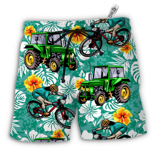 Beach Short / Adults / S Tractor I Like Tractors And Mountain Biking - Beach Short - Owls Matrix LTD