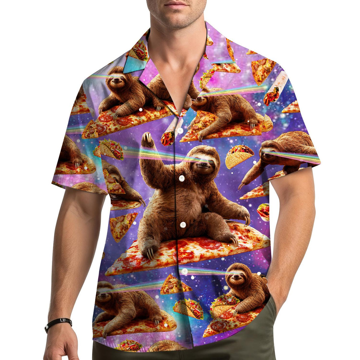 Funny Sloth Pizza Space Galaxy Taco – Hawaiian Shirt