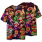 T-shirt / S Christmas Funny Santa Claus Tree Elf Gingerbread Neon Light Style - Pajamas Short Sleeve - Owls Matrix LTD