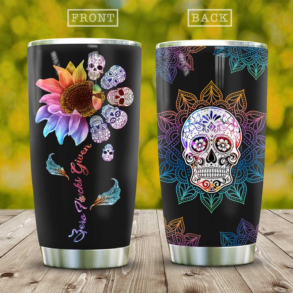 Skull Floral 20 Oz Tumbler For Office Travel
