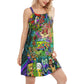 Hippie Alien Bus Funny Style – Women's Summer Sleeveless V-Neck Camisole Dress