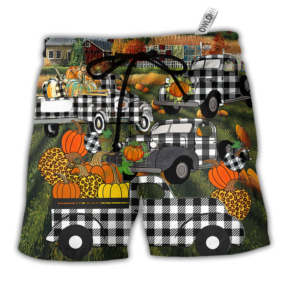 Beach Short / Adults / S Halloween Grandma's Little Pumpkins - Beach Short - Owls Matrix LTD