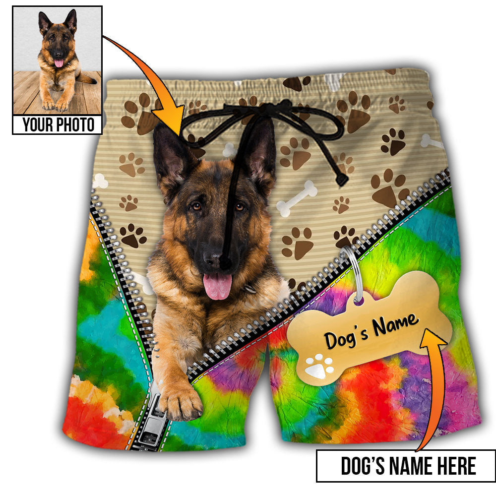 Hippie / Adults / S German Shepherd Dog Various Style Custom Photo Personalized - Beach Short - Owls Matrix LTD