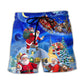 Christmas Santa Town Magic Night Art – Beach Short