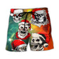 Christmas Bad Santa Skull Galaxy Art – Beach Short