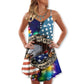 Christmas Freedom Holiday Theme – Women's Summer Sleeveless V-Neck Camisole Dress