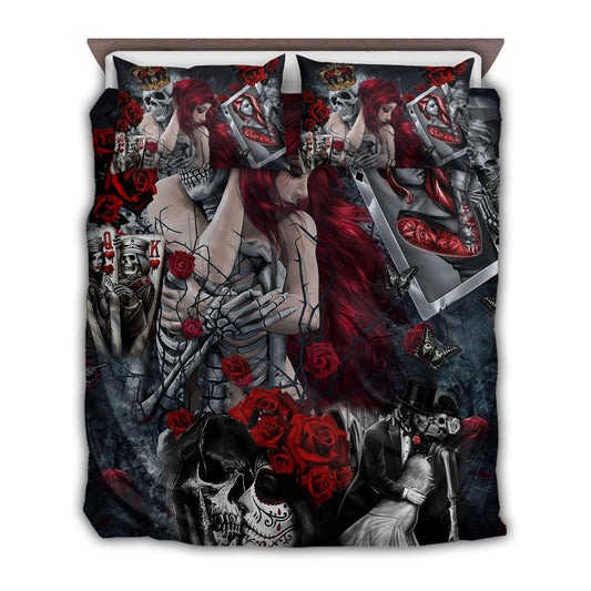 Skull Love Rose Bedding Cover For Gothic Bedroom Decor