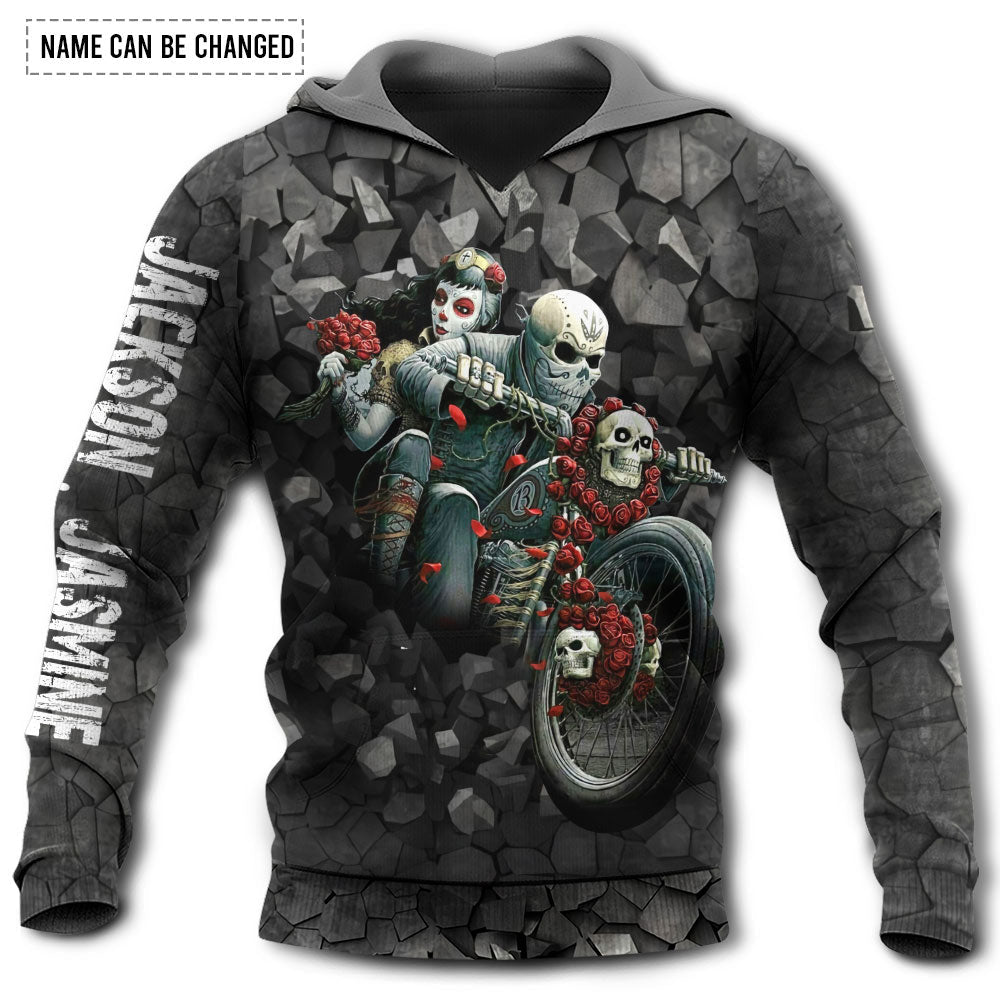 Motorcycle Couple Skull Wild Love Personalized - Hoodie