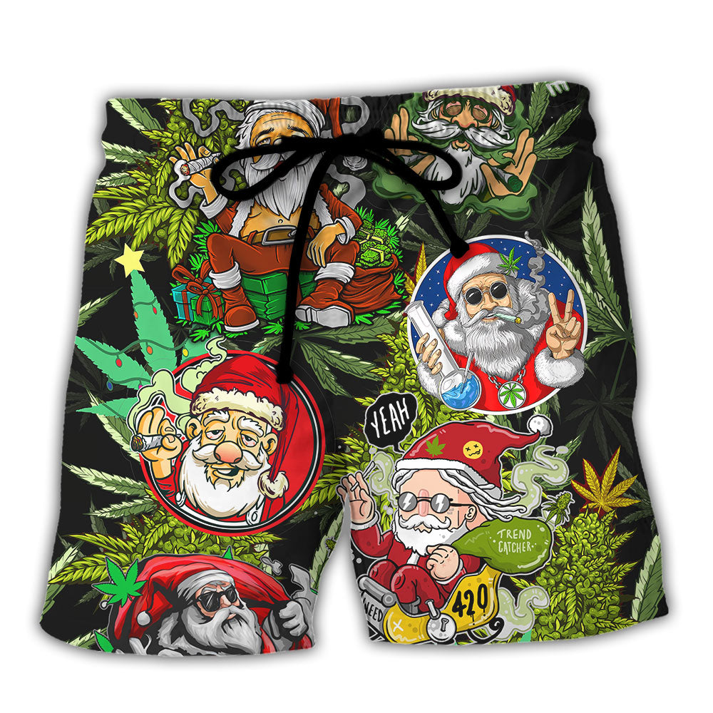 Christmas Hippie Santa Smoking Humor – Beach Short