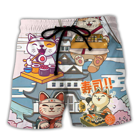Cat Sushi Cute Food Art - Beach Short