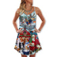 Christmas Santa Love Animals – Women's Summer Sleeveless V-Neck Camisole Dress