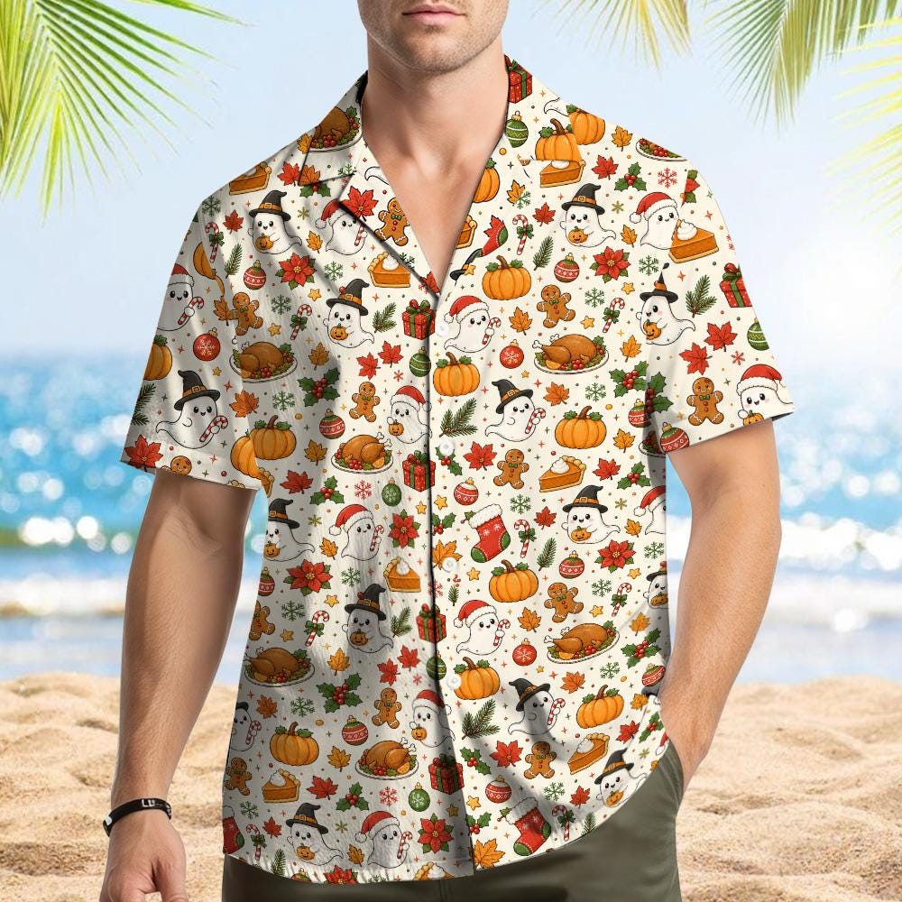 Halloween Thanksgiving Christmas Ghost Pumpkin Turkey – Hawaiian Shirt