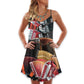 Accordion Gentleman Music Quote – Women's Summer Sleeveless V-Neck Camisole Dress