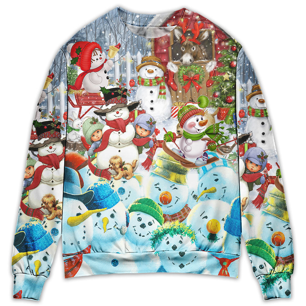 Snowman Happy Farm Holiday Christmas – Sweater - Ugly Christmas Sweater