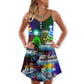 Neon Tree Merry Christmas – Women's Summer Sleeveless V-Neck Camisole Dress