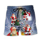 Christmas Santa In Love With Light Tree – Beach Short