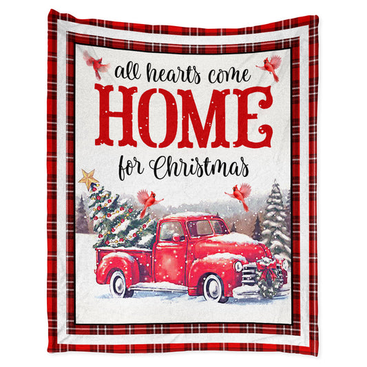 Cardinal Red Truck Christmas 50 x 60 Inch Flannel Blanket For Cozy Bedroom And Sofa Decor
