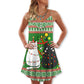 Christmas Meowy Cat Tree Fun – Women's Summer Sleeveless V-Neck Camisole Dress