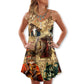 Pirate Cat Cool Style – Women's Summer Sleeveless V-Neck Camisole Dress