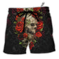 Beach Short / Adults / S Skull And Roses Art - Beach Short - Owls Matrix LTD