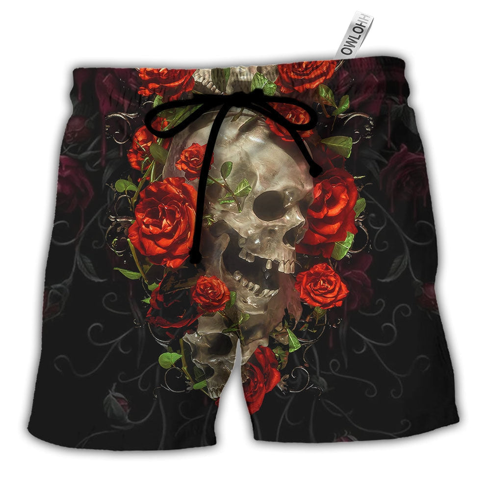 Beach Short / Adults / S Skull And Roses Art - Beach Short - Owls Matrix LTD