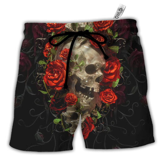 Beach Short / Adults / S Skull And Roses Art - Beach Short - Owls Matrix LTD