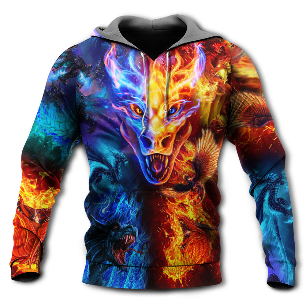 Dragon Fire And Water Power - 3D Hoodie