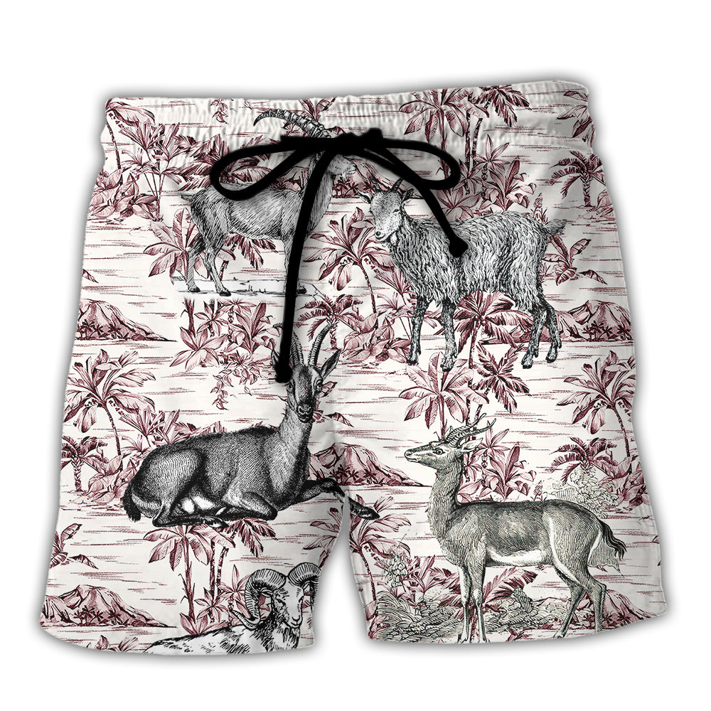 Goat Tropical Art Style - Beach Short