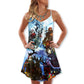 Christmas Stay Cool Santa Style – Women's Summer Sleeveless V-Neck Camisole Dress