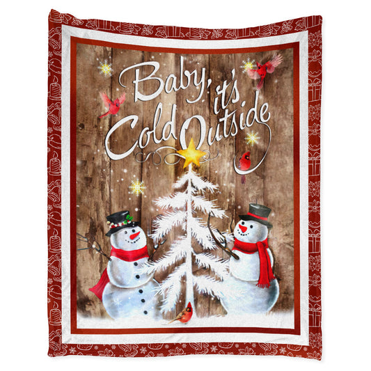 Cardinal Snowman Christmas 50 x 60 Inch Flannel Blanket For Cozy Bedroom And Sofa Decor
