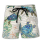 Turtle Peaceful Beach And Sail Ship – Beach Short