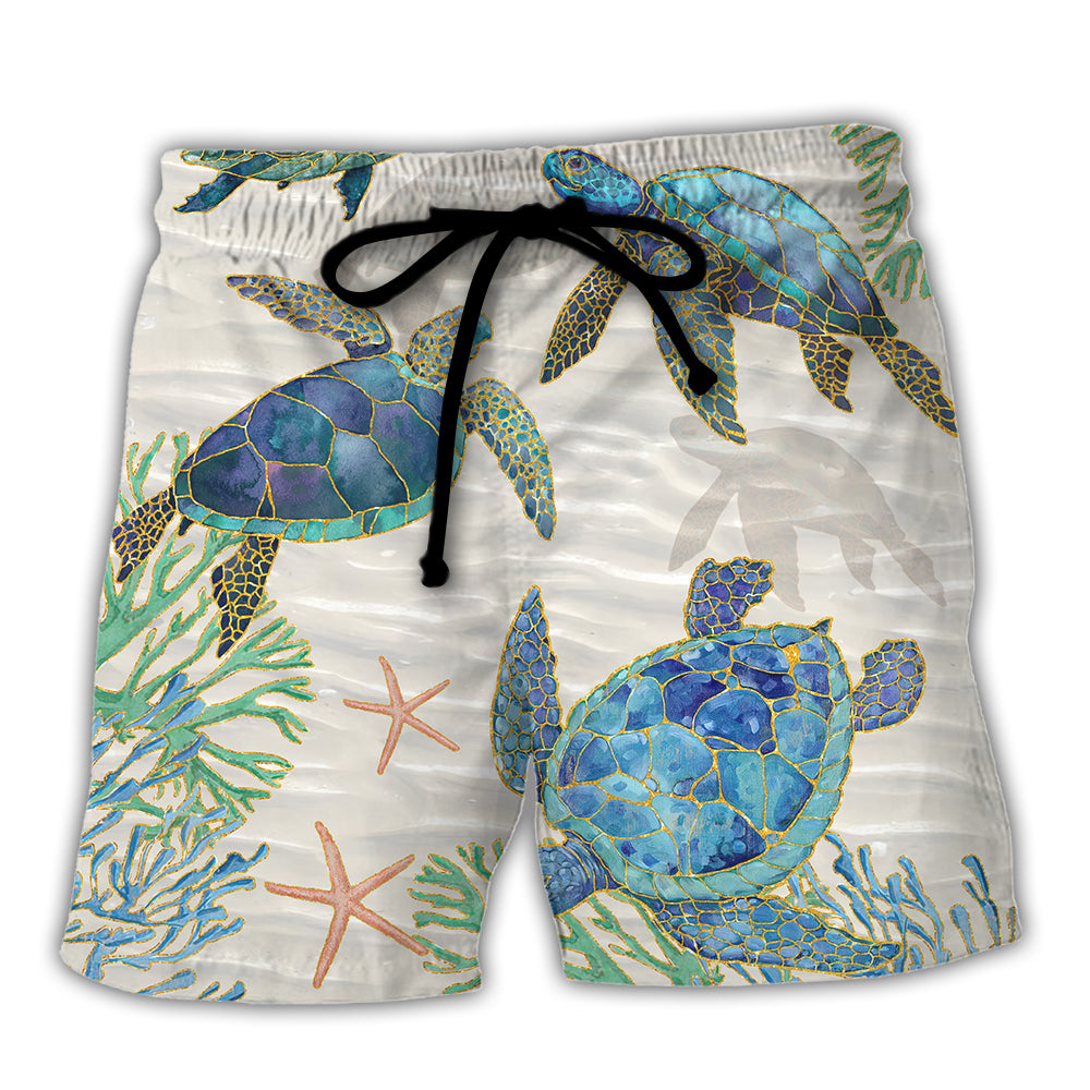 Turtle Peaceful Beach And Sail Ship – Beach Short