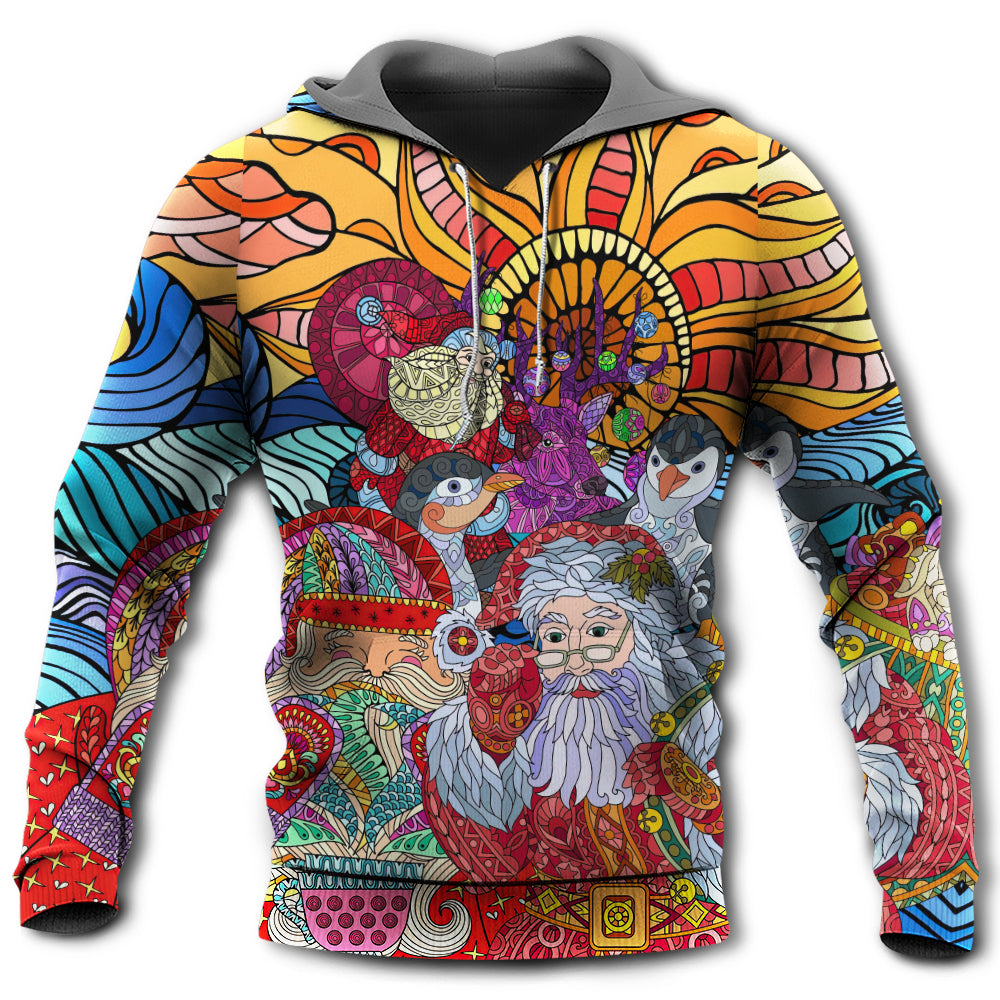 Christmas Santa Colorful Geometry Art - Hoodie