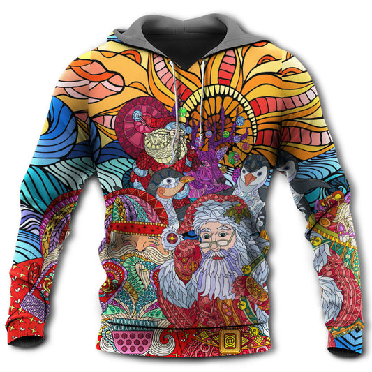 Christmas Santa Colorful Geometry Art - Hoodie
