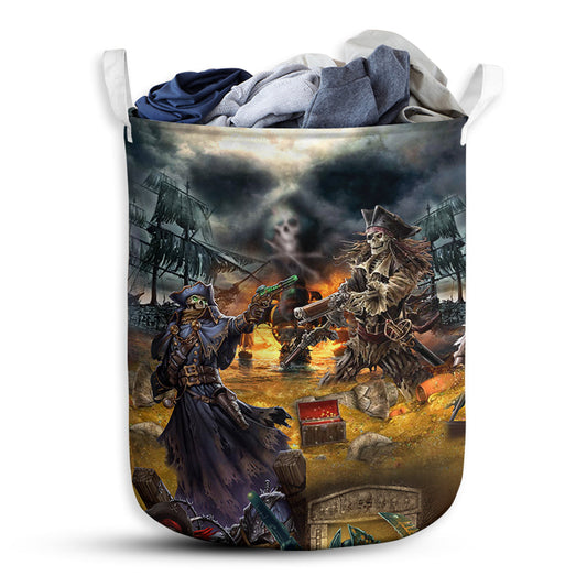 S: 17.72”x13.78” (45x35 cm) Skull Hunting Treasure Journey - Laundry Basket - Owls Matrix LTD