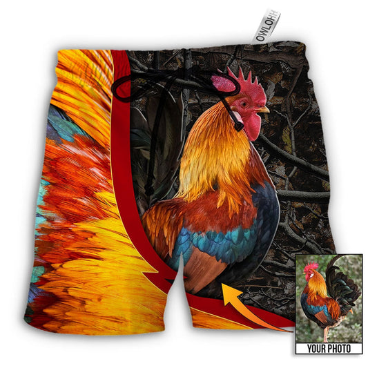 Beach Short / Adults / S Chicken Rooster Beautiful Style Custom Photo - Beach Short - Owls Matrix LTD