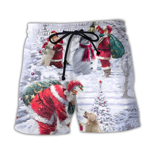Santa With Animals Snow Art – Beach Short