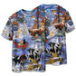 T-shirt / S Christmas Love Farm Xmas - Pajamas Short Sleeve - Owls Matrix LTD