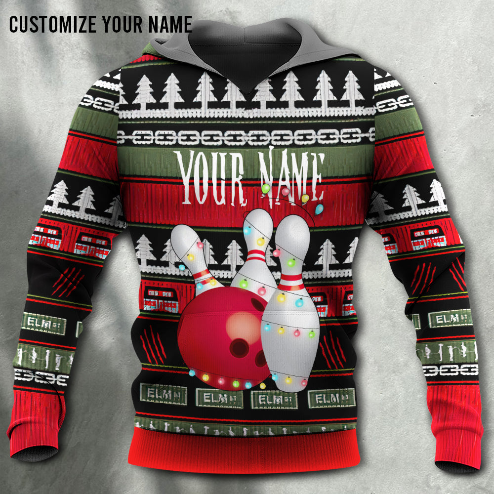 Christmas Bowling Custom Art – 3D Hoodie