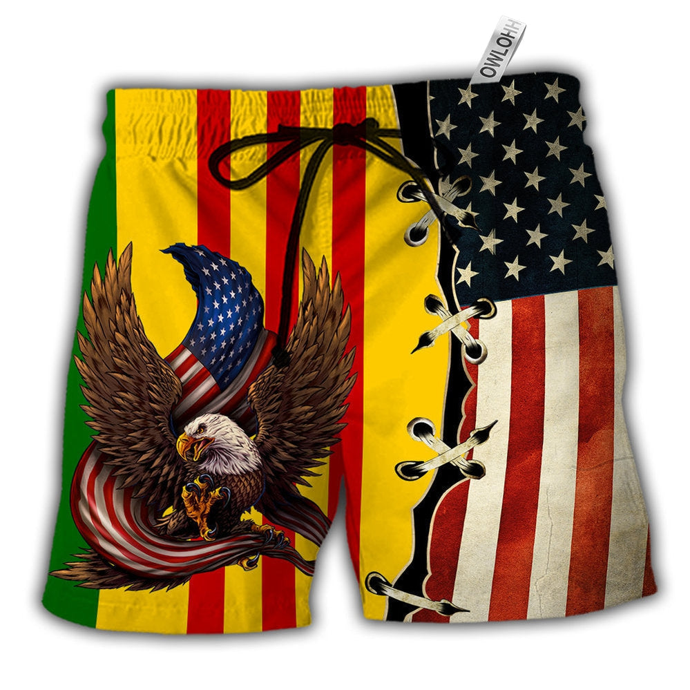 Beach Short / Adults / S Veteran Vietnam Veteran Eagle Proud - Beach Short - Owls Matrix LTD