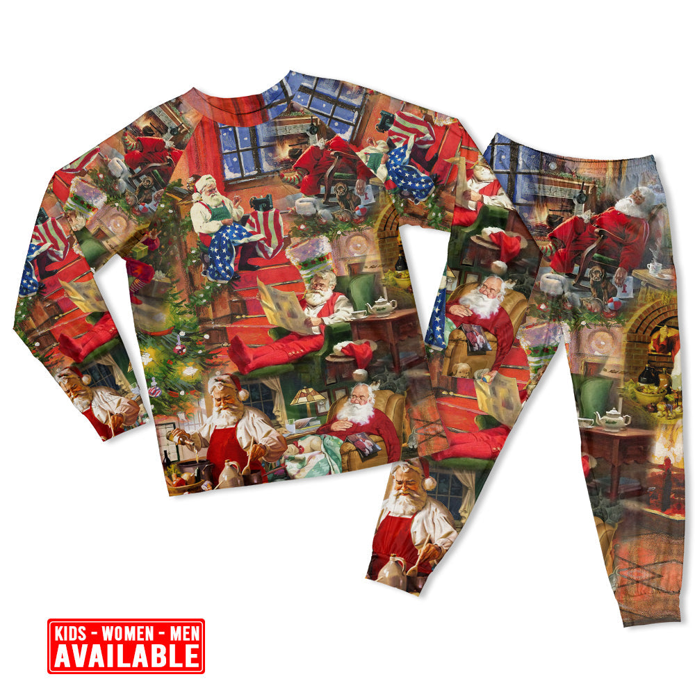 Women / S Christmas Santa Claus In Daily Life - Pajamas Long Sleeve - Owls Matrix LTD